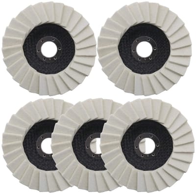 Dailygoods- Polijstschijf 125mm - 5 Stuks - Wolvilt - Onderlegschijf - Geschikt voor Metaal/Glas - Max RPM 15300 - Duurzaam en Praktisch - Polijstwiel