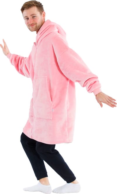 Vestie Hoodie Deken Met Rits - Hoodie Blanket With Zipper - Oversized Draagbare Deken - Sherpa Fleece - Pink - Roze