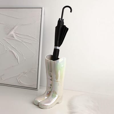 Keramische Paraplustandaard - Parapluhouder Vaas - Entree Organiseren - Afneembare Druppelplaat - 17 x 17 x 27.5 cm - Kleurrijk