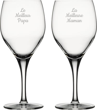 Rode wijnglas gegraveerd - 42,5cl - Le Meilleur Papa & La Meilleure Maman