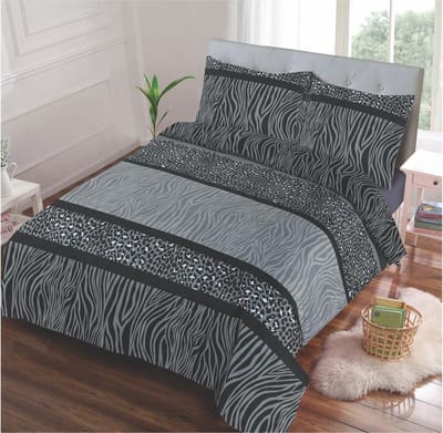 Dekbedovertrek Set- Panterprint -Zwart-Grijs-Tweepersoons -200x200/220cm + 2 kussenslopen 60x70cm