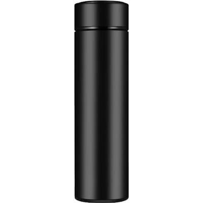 17oz vacuüm geïsoleerde koffiemok dubbelwandige waterfles met LED-temperatuurweergave verwijderbaar filter zwart
