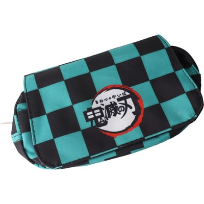 Etui Grote Capaciteit Dubbele Compartimenten Ruitjespatroon Etui voor Student School black