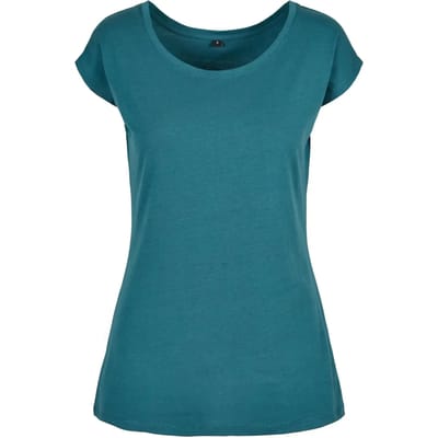 Build your Brand Ladies´ Wide Neck Tee BYBB013 - Teal - XS