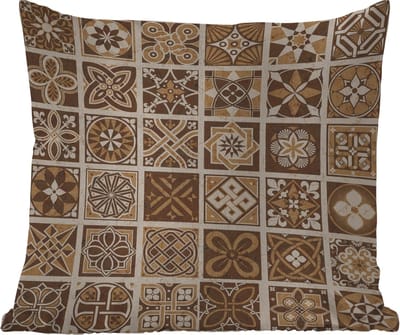 Tuinkussen - Design - Bloemen - Bruin - Natuur - Vintage - 40x40 cm - Weerbestendig