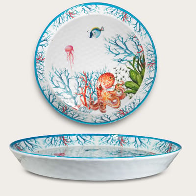 Arca ABISSI - Ronde Melamine Serveerschaal met rand Ø35cm – licht in gewicht – makkelijk stapelbaar – voor binnen en buiten