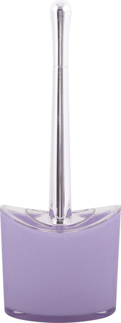 MSV Toiletborstel in houder/wc-borstel Aveiro - PS kunststof/rvs - lila paars/zilver - 37 x 14 cm