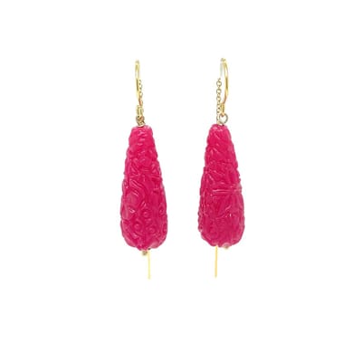 Pat's Jewels Oorbellen - Oorbellen Dames - Doortrek Oorbellen - Statement Oorbellen - Goud - Fuchsia Roze