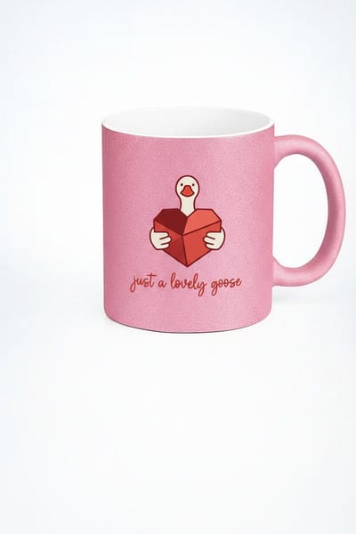 Roze Mok 'Just a Lovely Goose' met Gans en Hart | Valentijn Cadeau | Uniek Design