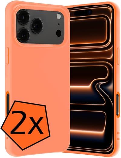 Hoes - 2 Stuks - Geschikt voor Apple iPhone 17 Pro - Sterk & Shockproof - Case Siliconen - Back Cover - Telefoon Hoes - Perzik