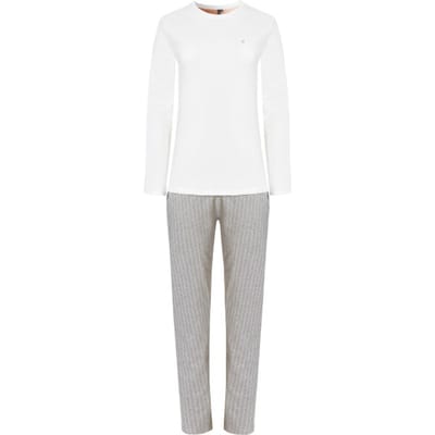 By Louise Dames pyjama set lang wit/grijs gestreept