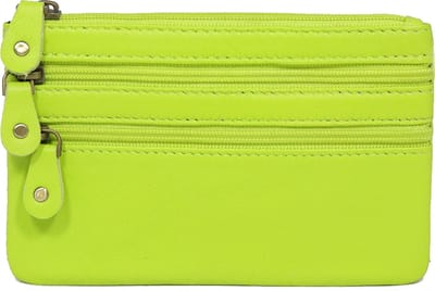 Lime portemonneetje van leder - met ritsen - limegr15