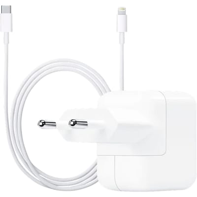 Apple Usb C Oplader 30W + Apple Lightning Kabel 1m Kunststof Wit