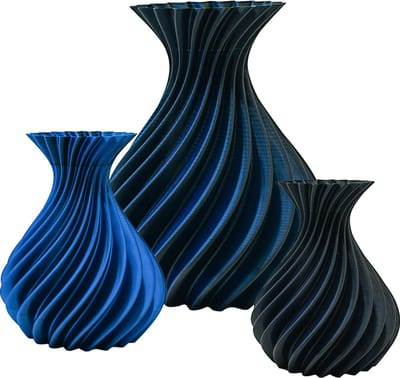 Veluro design vaas – Decoratieve vaas - Zwart / Blauw - 3d geprinte vaas – geschikt voor droogbloemen - 20CM