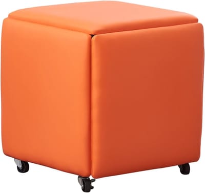 Stapelbare Poef - Kubus Kruk - Multifunctioneel Gebruik - 5-in-1 Ontwerp - 18.9 Inch Hoog - Koffie