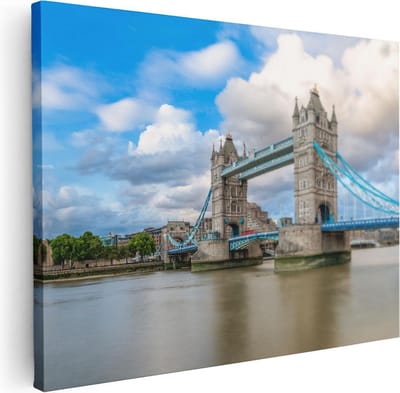 Artaza Canvas Schilderij Londen - 40x30 cm - Klein - Wanddecoratie Tower Bridge - Muurdecoratie Stad - Kamer Accessoires