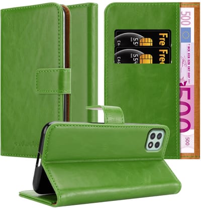 Cadorabo Hoesje geschikt voor Samsung Galaxy A22 5G in GRAS GROEN - Beschermhoes met magnetische sluiting, standfunctie en kaartvakje Book Case Cover Etui