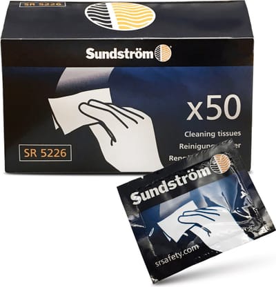Sundström SR 5226 schoonmaakdoekjes voor dagelijkse reiniging van maskers en de verzorging van gehoorbescherming en oogbescherming. - 50 stuks