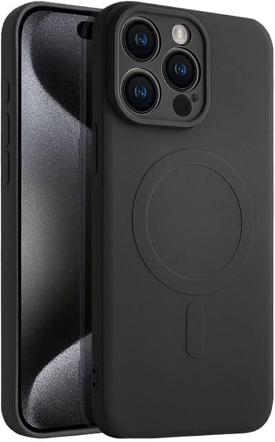 Casify Siliconen Hoesje geschikt voor MagSafe iPhone 15 Pro Max Hoesje - Zwart