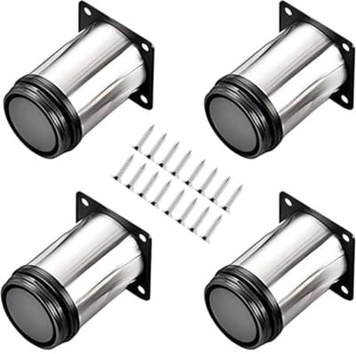 Verstelbare chrome metalen meubelpootjes voor keukentafels, werkbladen en bureaus - 4 stuks, hoogte 80-95 mm