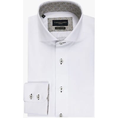 Cavallaro Napoli Overhemd Luino Subtle Contrast Stitching Wit / male