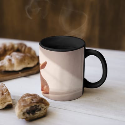 Magische Mok - Foto op Warmte Mokken - Koffiemok - Konijnen - Paars - Oranje - Abstract - Magic Mok - Beker - 350 ML - Theemok