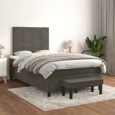 vidaXL - Boxspring - met - matras - fluweel - donkergrijs - 120x200 - cm