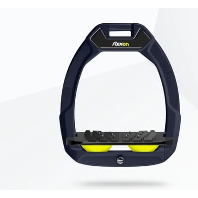Veiligheids stijgbeugels Paardrijden Hellend Ultra Grip Blauw/Zwart/Geel Flex-On Safe-On