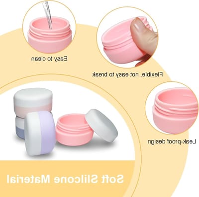 Set van 4 silicone crèmekruiken van 30ml met 4 mini spatels - herbruikbare cosmetische containers voor reizen, handige reisaccessoires en opbergruimte