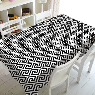 Zwart en Wit Ovaal Patroon Tafelkleed Huis Eettafel Hoes Koffietafel Decor Picknick Rechthoekig Waterdicht Tafelkleed 140-200cm