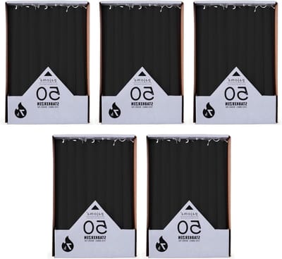 pajoma® Staafkaarsen, hoogte 25 cm, brandduur ca. 7 uur, geurvrij, veelzijdig inzetbaar voor kandelaars, decoratie en feestelijke gelegenheden (zwart, 50 stuks (set van 5))