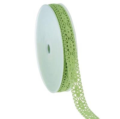 Kanten lint, decoratief lint, groen, 18 mm breed, 20 m lang