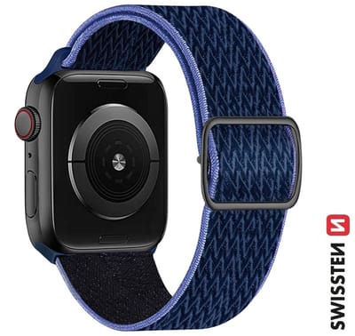 Swissten bandje Geschikt voor Apple Watch 42-49mm Nylon Band - 46000716 - With Buckle - Blue
