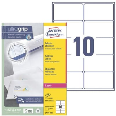 Avery etiketten voor adresse L7173-100, 99,1 x 57 mm, 100 vellen