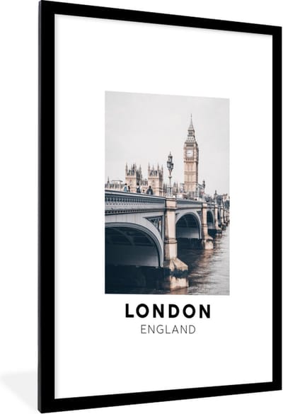 Fotolijst incl. Poster - Londen - Engeland - Brug - 60x90 cm - Posterlijst