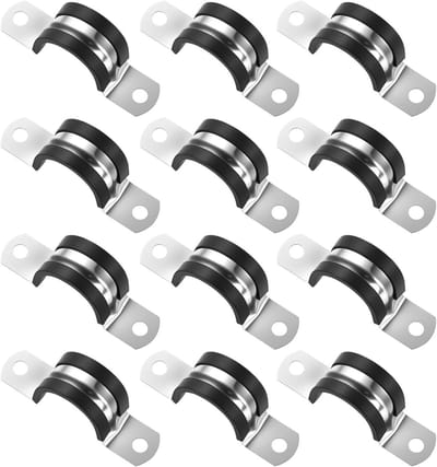 12 Stuks U-Tube Beugels 25mm, RVS Slangbeugels voor Pijpbevestiging met 2 Gaten en Rubber Demping, Duurzaam en Sterk voor Diverse Toepassingen