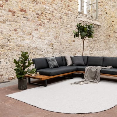 Buitenkleed Ronde hoek - Mono - Grijs/Wit - Dubbelzijdig - EVA Interior - 160 x 230 cm - (M)