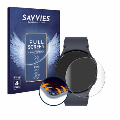 Savvies - Screenprotector voor Samsung Galaxy Watch 6 / 5 (44 mm) - Folie Beschermfolie transparant volledig dekking 4 Stuks