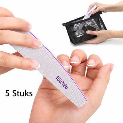 5x Professionele EVA Moon Vijlen 100/180 Grit I Nagelvijl/Zebra Vijl I Voor Acryl En Gelnagels