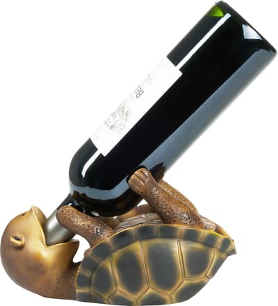 BRUBAKER - Wijnfleshouder - Dorstige Schildpad - Wijnrek Grappig - Wijn accessoires - Grappige Decoratie - Wijn Cadeau