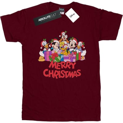 Disney Dames/Dames Mickey Mouse And Friends Kerstmis Katoenen Vriendje T-shirt (Bourgondië)