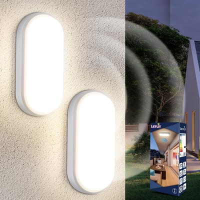 LED Wandlamp met Bewegingsmelder - 2 Pack 18W 1800LM Waterdichte Plafondlamp voor Binnen en Buiten