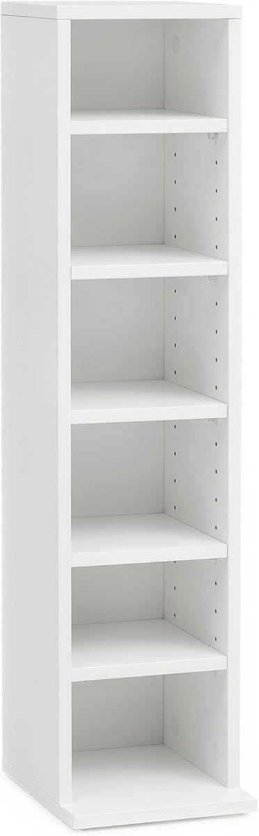 CD Rek - Opbergkast Boekenkast - Muziek Opslag - Smal Design - 21x90x20 cm - Wit