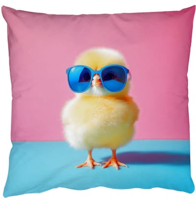 Sierkussens - Kussentjes Woonkamer - 50x50 cm - Kuiken - Zonnebril - Blauw