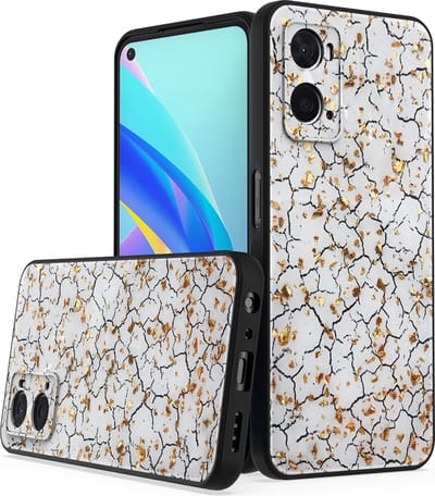 LuxeBass Siliconen hoesje met print geschikt voor OPPO A76 - Marmer Broken White - telefoonhoes - gsm hoes - telefoonhoesje