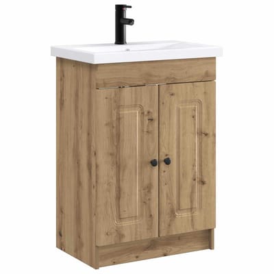 vidaXL - Badkamermeubel - Set - Artisanaal - eiken - 56 - x - 37,5 - x - 81 - cm