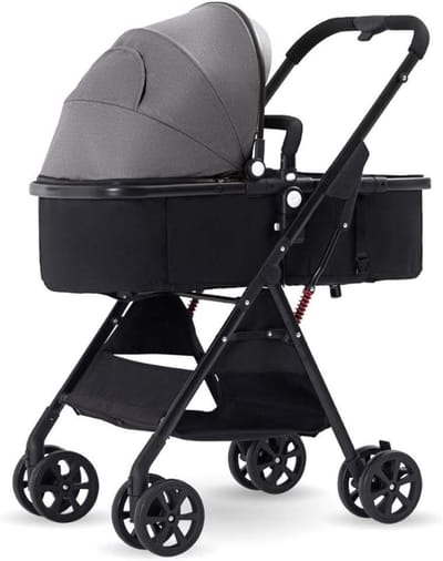 Kinderwagen Compact - Buggy Draagbaar - Comfortabel Reizen - Drieweg Ademend - 10000 Gram - Zwart