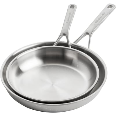 KitchenAid Koekenpannenset - Multi-Ply RVS - ø 24 en 28 cm - zonder anti-aanbaklaag