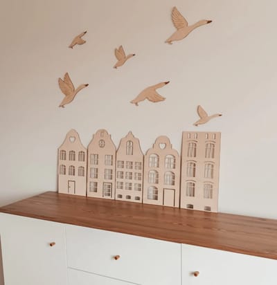 Houten Mini Huizen, Set van 5 Houten Huis Vormen,kerst huizen, DIY Huis Blank, DIY Huis Decoratie, kerst decoratie Hout Craft Supplies/ amsterdamse huizen/ houten huisjes/ kersthuizen hangers/wanddecoratie/ babykamer/kinderkamer/huizen op de muur
