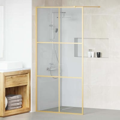 vidaXL - Inloopdouchewand - Goud - 100 - x - 195 - cm - gehard - glas